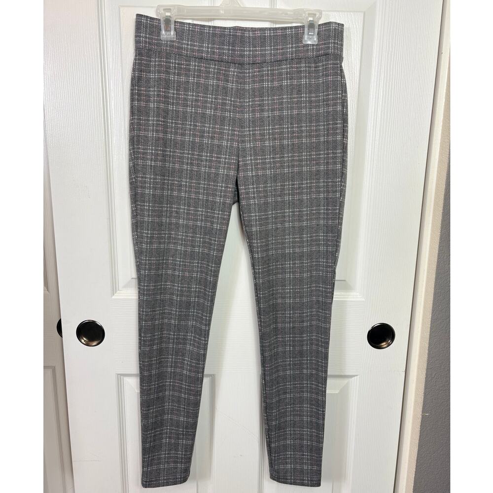 Loft Gray Plaid Pull-On Leggings Pants Skinny Ankle Size S